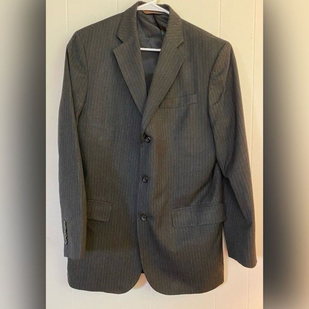 Merona Jacket Blazer Men’s 40R Dark Gray Pin Stripe Classic 3 Button